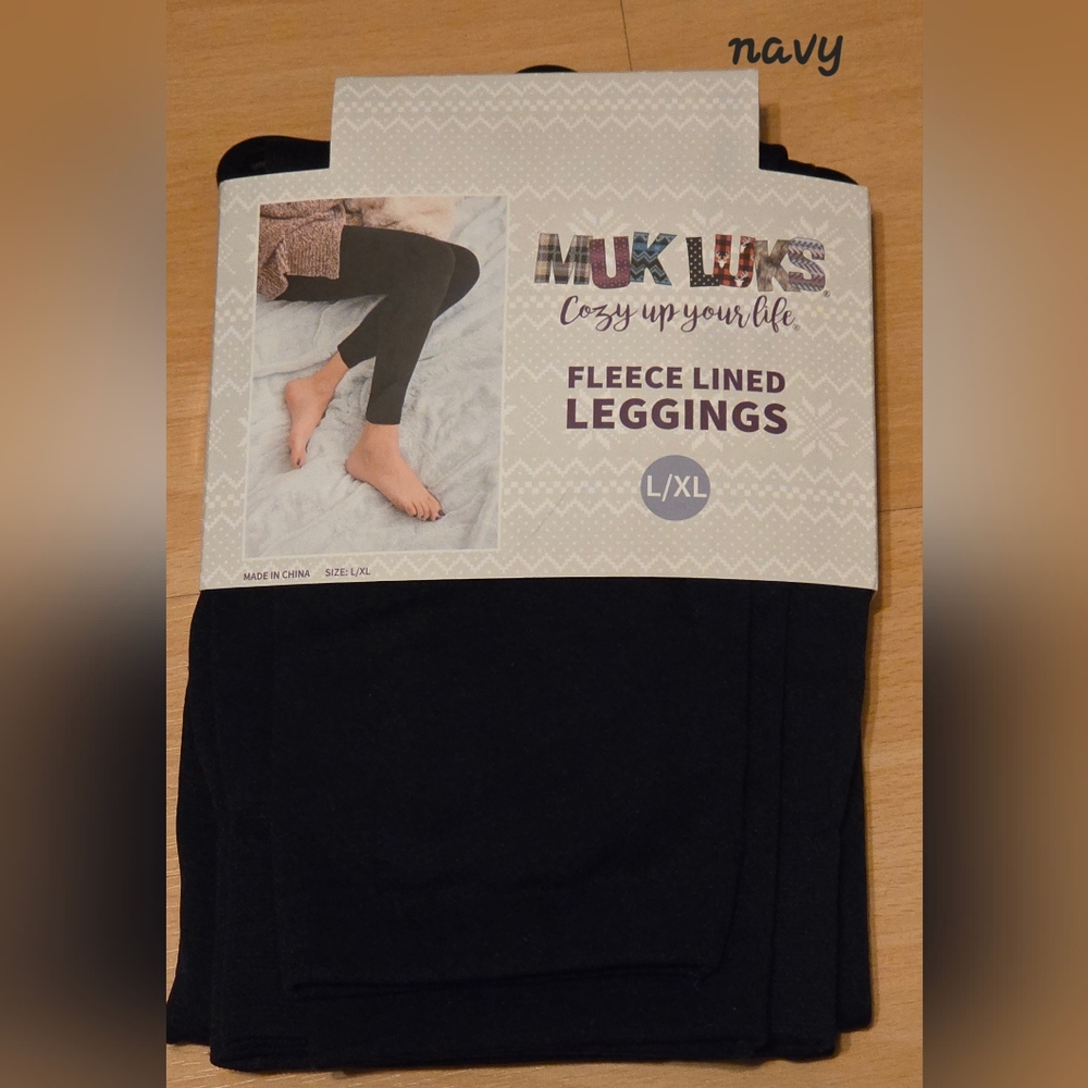 Navy L/XL Muk Luks Fleece Lined Leggings